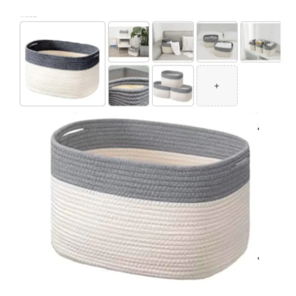 Medium Basket Cotton Rope,‎ Laundry, Bedroom, Living Room Storage